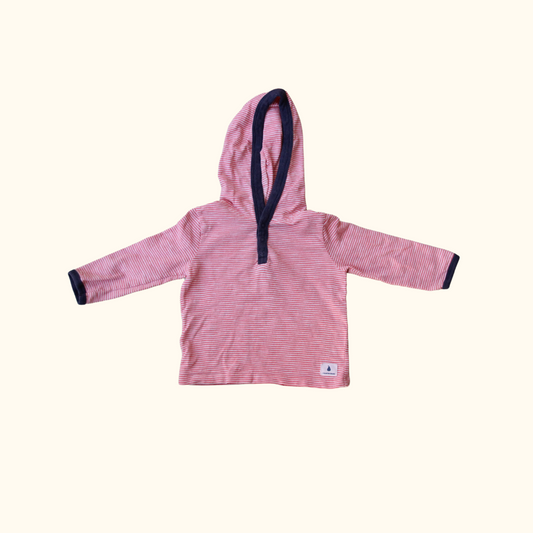 Orange Striped Long Sleeve T-Shirt with Hoodie