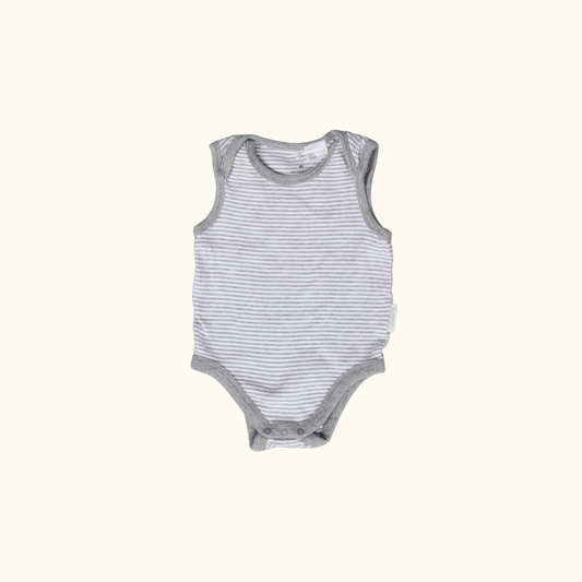 Grey Sleeveless Bodysuit with Stripes