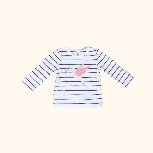 Striped Longsleeve T-Shirt with Bird