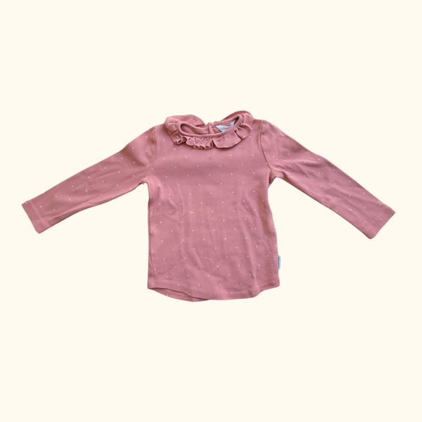 Pink Long Sleeve T-Shirt with Polkadots