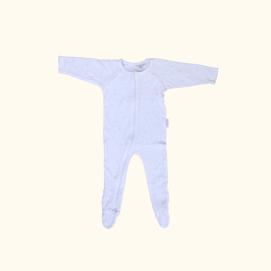 White and Grey Zip Onesie with Stars